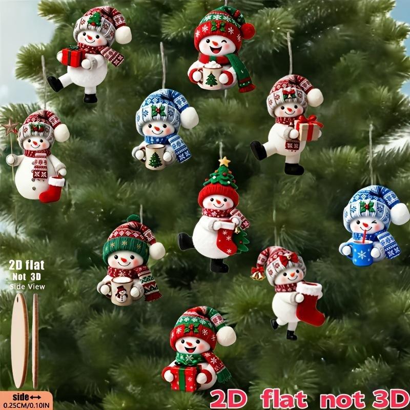 Festive Christmas Snowman Gift Holding Hanging Ornaments 10Pcs Random Assorted Decor for Xmas Tree Wedding Holiday Party Decor
