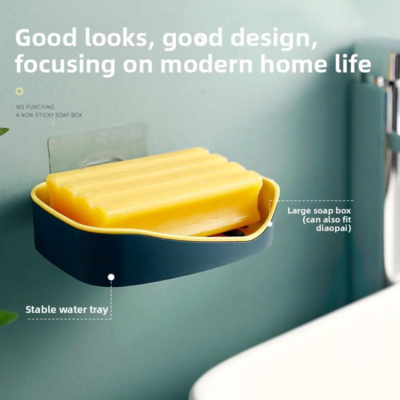 Double-layer Bathroom Soap Box Rack, Bathroom Draining Storage Rack, Household Wall-mounted Soap Box Without Drilling