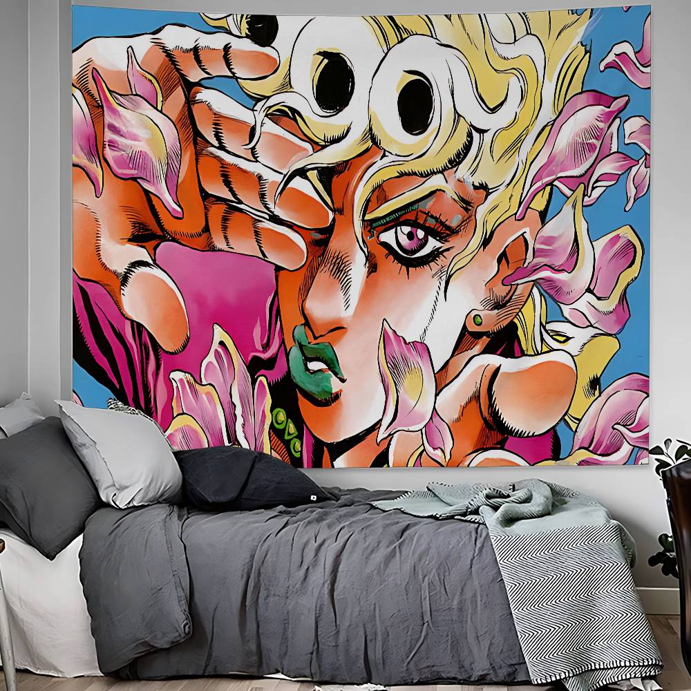 Anime JoJos Bizarre Adventure Tapiz de Pared Grande Impreso Decoración de Pared de Buda Indio Brujería Bohemia Hippie Arte de Pared
