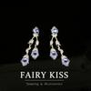 Elegant and Atmospheric Long Flower Blue Rhinestone Diamond Stud Earrings Earrings, Exquisite Temperament and High-end