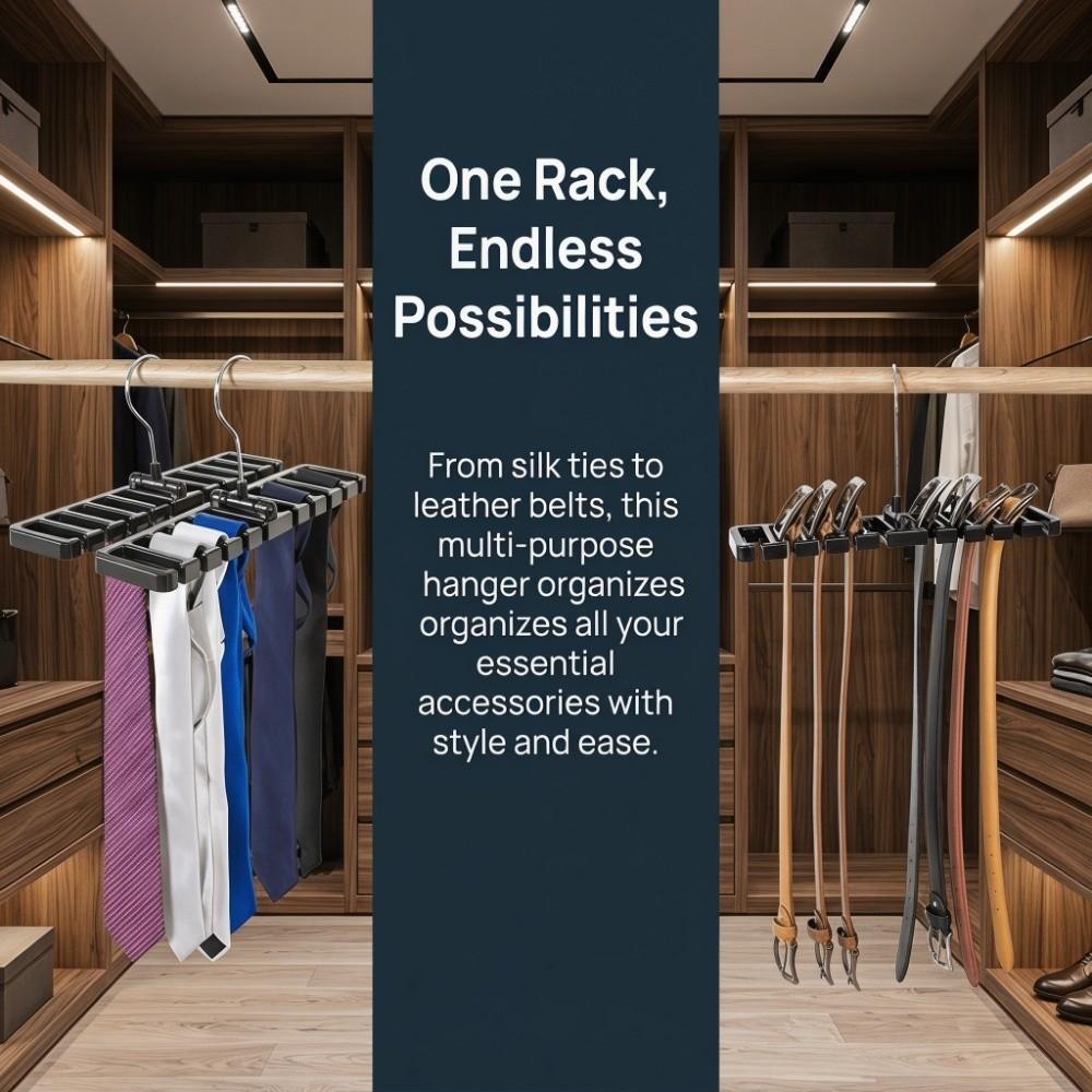 Plastic Belt Hanger Rack Black Tie Organizer Neat Storage Tie Hanger Home Daily Use