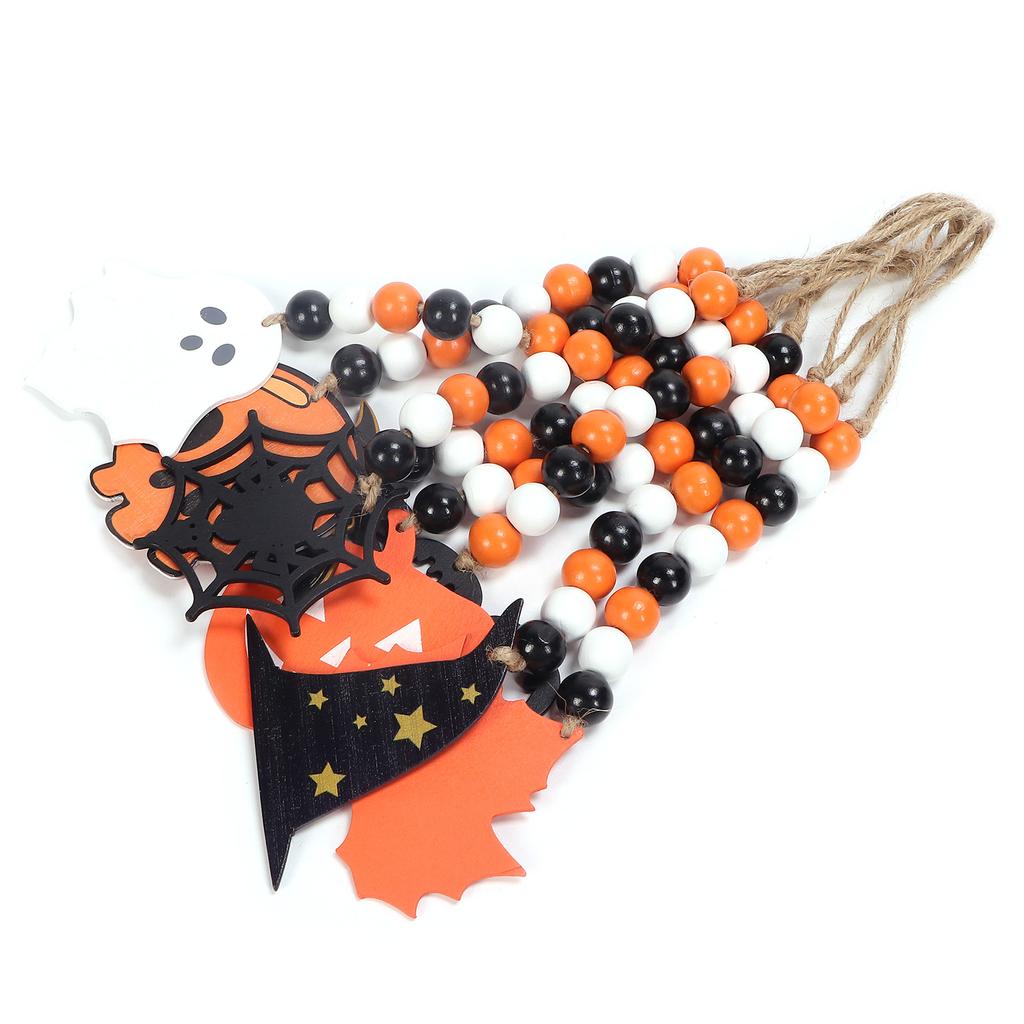 8 Pieces Halloween Farmhouse Bead Garland Wooden Pumpkin Wall Hanging Garland Ornaments for Hallowee