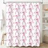 Pink Bow Pattern Shower Curtain Decorative Water Proof Bathroom Hanging Liner Set for Home Decor