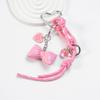 Braided Rope Bag Charm Lovely Heart Keychain Handbag Pendant Ornaments Bows Keyrings Fashion Keyholders