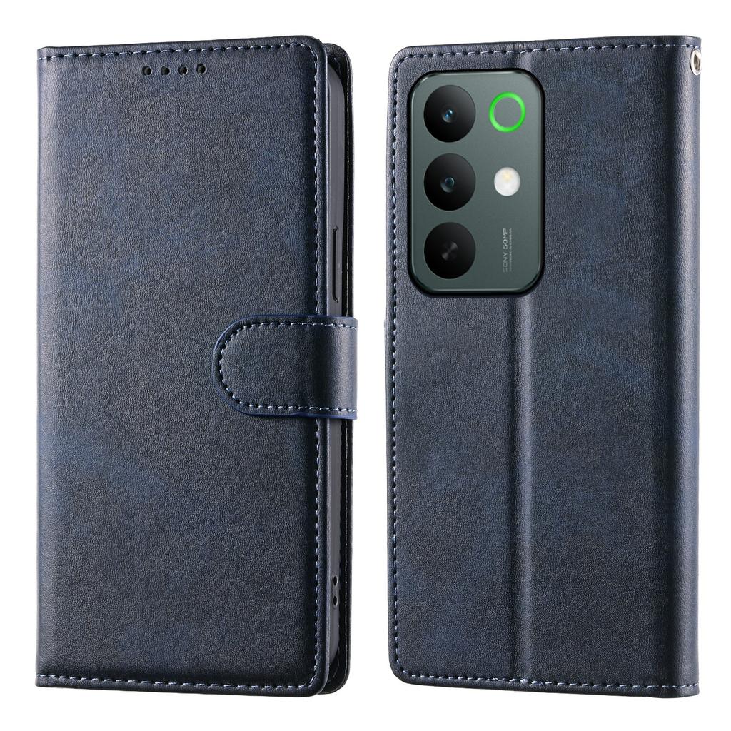 For Realme C85 5G Case Stand Wallet Calf Texture PU Leather Flip Phone Cover with Wrist Strap
