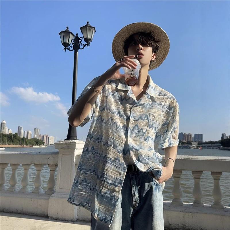 Summer seaside vacation shirt, men s all-match shirt L