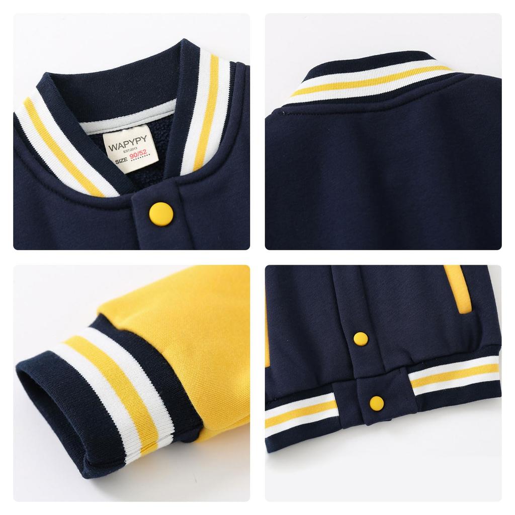 Volunboy Baseball Jacket for Long Baby Jacket with Perfect for School or Kindergarten English Size Kids' Boys, Outerwear, Fall/Winter, Sleeve,