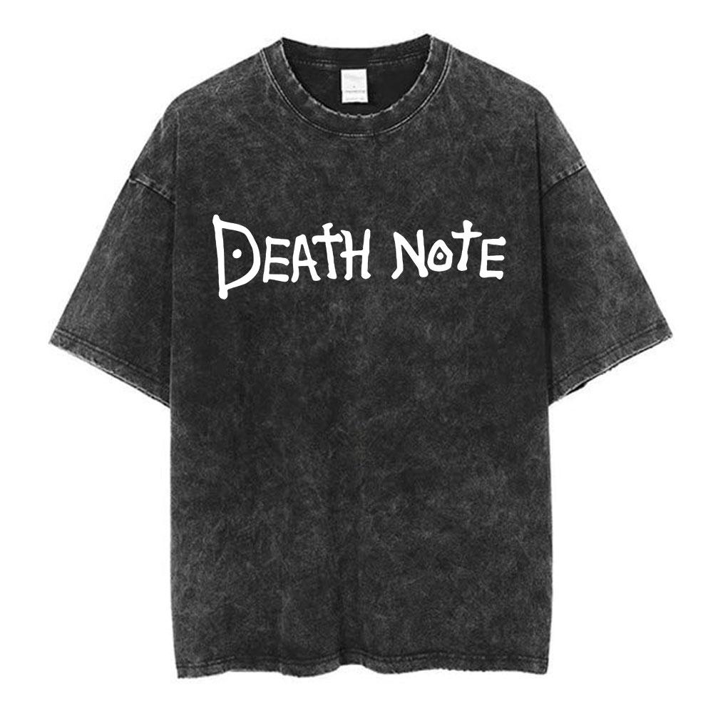Vintage Washed Anime Death Note Manga Logo Graphic T-shirt Men Women Printed Tee Summer Casual Fashion Clothing Tops High Quality Streetwear
