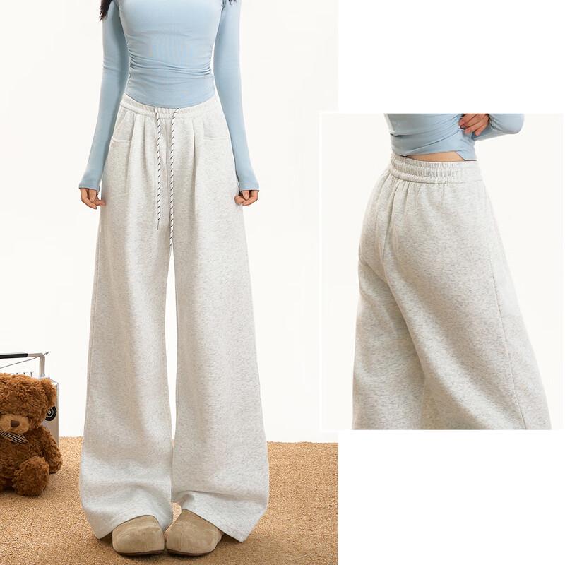 Women's High-Waist Fleece-Lined Wide-Leg Casual Pants