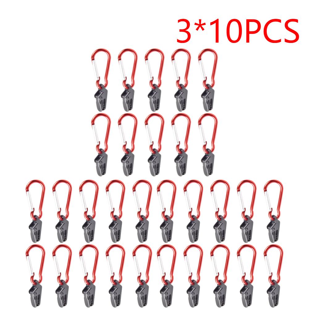 30PCS Tent Clamp with Carabiner Hook Plastic Wind Rope Clip & Quick-Hanging Buckle for Outdoor Hiking Camping Tent Awning Canopy