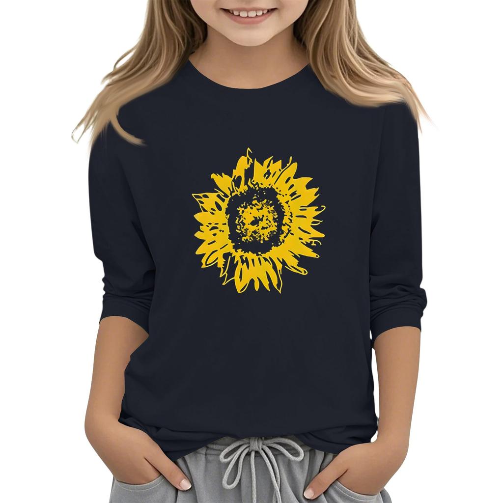 Children's 3/4 Sleeve O-neck Daily Casual Printed Top