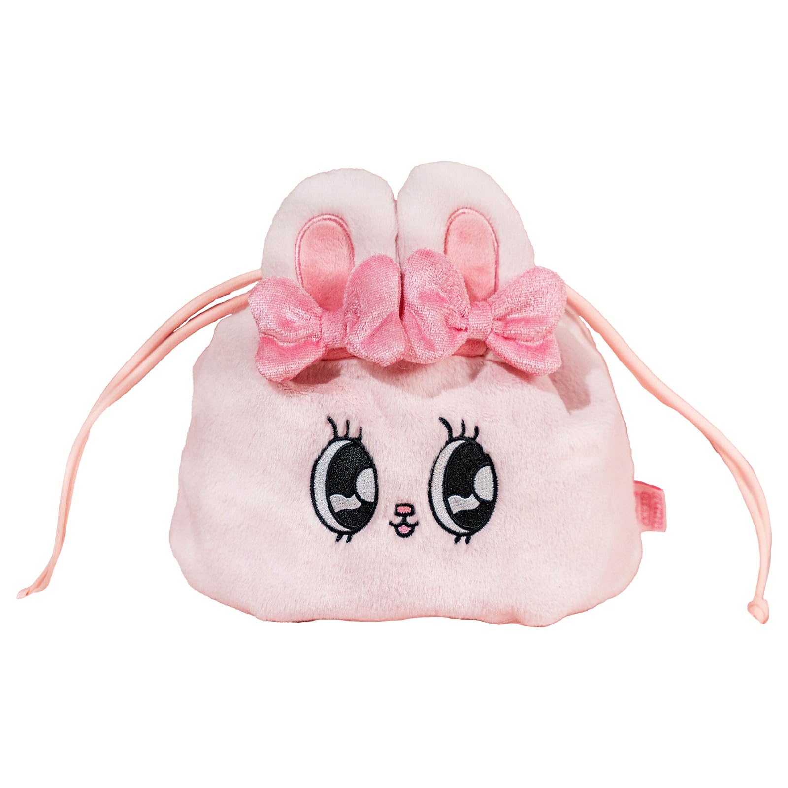 TOYZERO+ Esther Bunny Drawstring Pouch, 18cm Long x 20cm Wide (Ribbon Bunny (Pink))