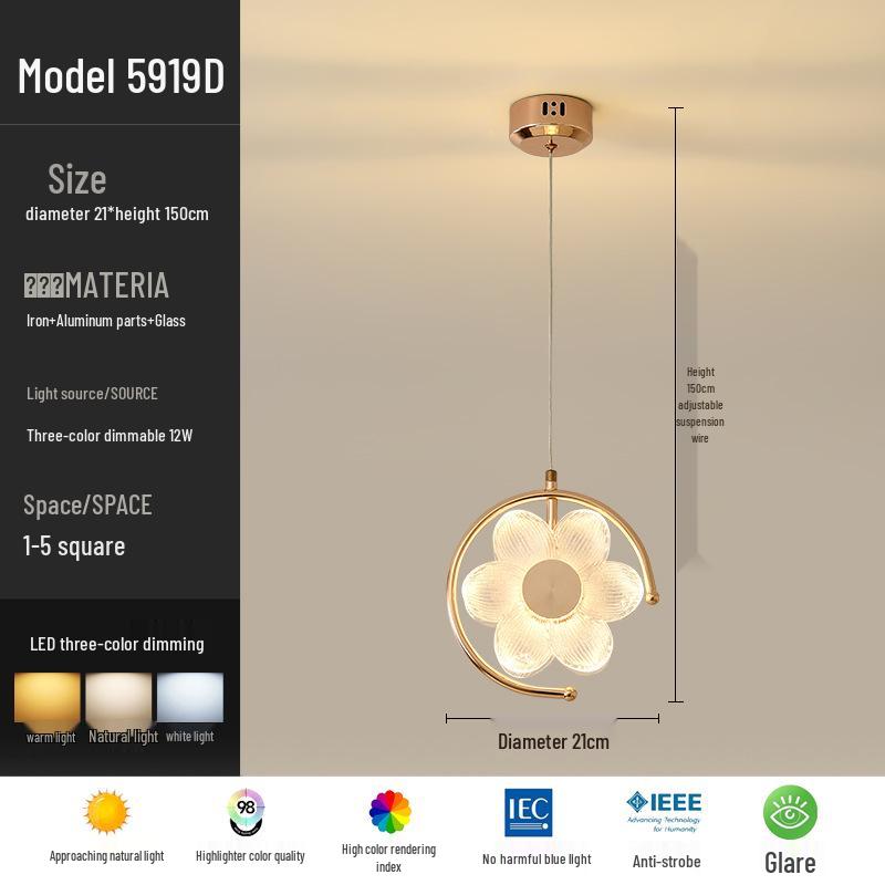 Nordic Crystal Bedside Pendant Lamp - Creative and Simple Lighting for Bedroom, Bar, Study, or Restaurant.