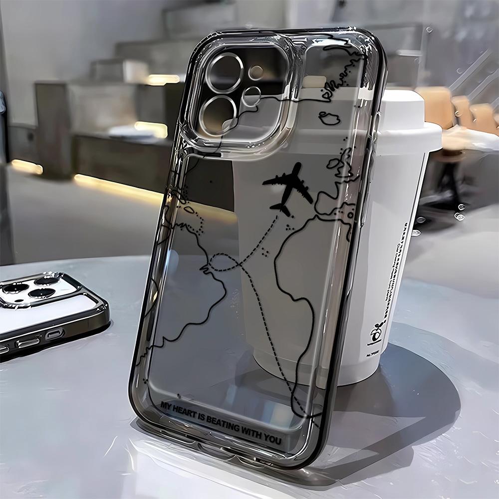 Explore the World Travel Pattern Phone Case for iPhone 17 16 15 14 13 12 11 ProMax X XS XR 7 8Plus Soft TPU Shockproof Cover