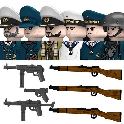 Militaire Seconde Guerre Mondiale Marine Figures Blocs de Construction Marin Soldats Commandant Guerrier Armes Pièces Briques Jouets