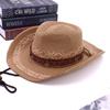 Ethnic style iron sheet decorative straw weaving western cowboy hat women's outdoor UV protection holiday sunshade sun climbing hat
