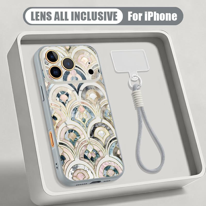 Marble Pattern Hand Strap Case For iPhone 17 Pro Max iPhone 16 15 14 13 Pro Max Magnetic For Magsafe Hybrid TPU+PC Matte Cover