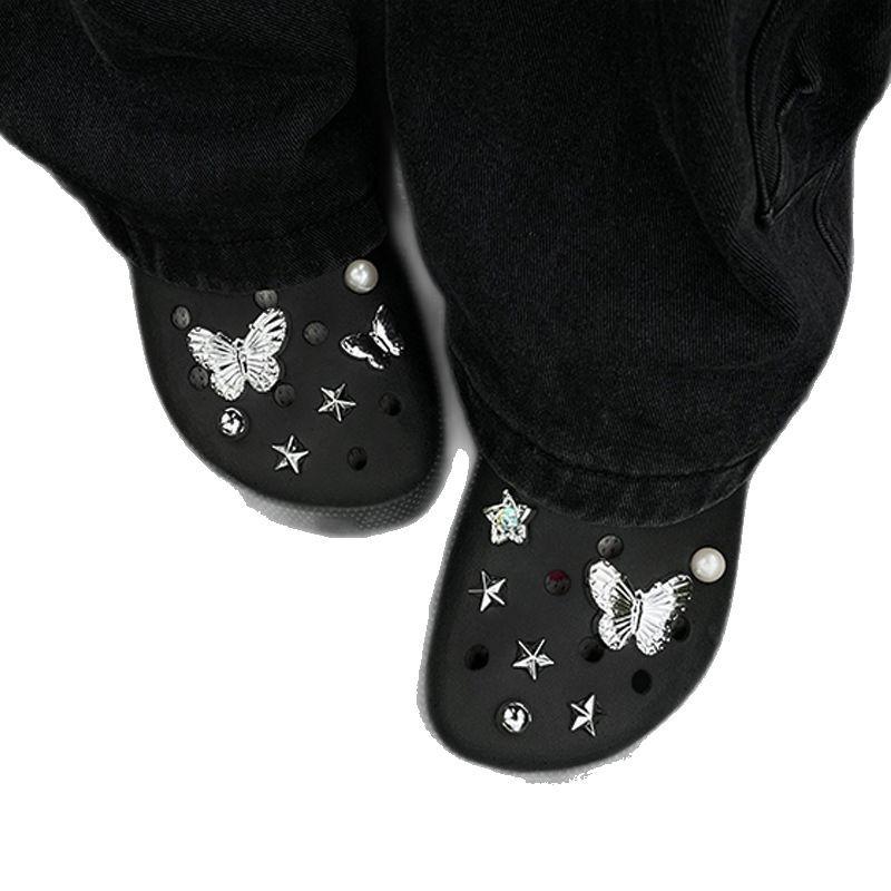 Cave Shoe Accessories, DIY Shoe Buckle, Silver, Imitation Metal, Bow, Cute Barbie Shoe Flower