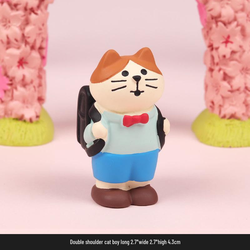 Handmade Japanese Zakka Cat Ornaments: Cute Cherry Blossom Resin Decor for Home