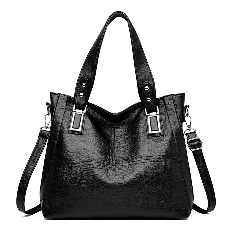 Vintage Leather Shoulder Crossbody Bag Tote Structured Leather Tote Bag with Adjustable Strap Women's Shoulder Bag for Daily Use