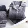 Herren Korallfleece Pyjama Langarm Verdickter Flanell Hauskleidungsset Herbst Winter Warm Locker Geschnitten Nachtwäsche Ensemble