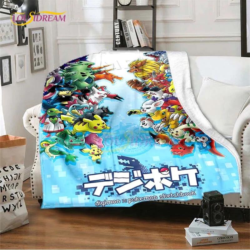 New Cartoon Digimon Blankets for Beds Anime Blanket Queen Size Soft Bed Sheet Rome Decor Winter Bedding Cover Kids Gift Picnic