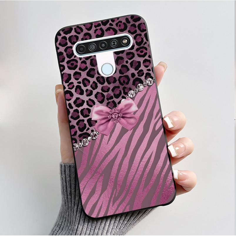 For LG Q61 LM-Q630N Slim Black Soft Silicone Case Luxury Fashion Flower Butterfly Painted Cover for LG K61 Q61 Q 61 Phone Casing
