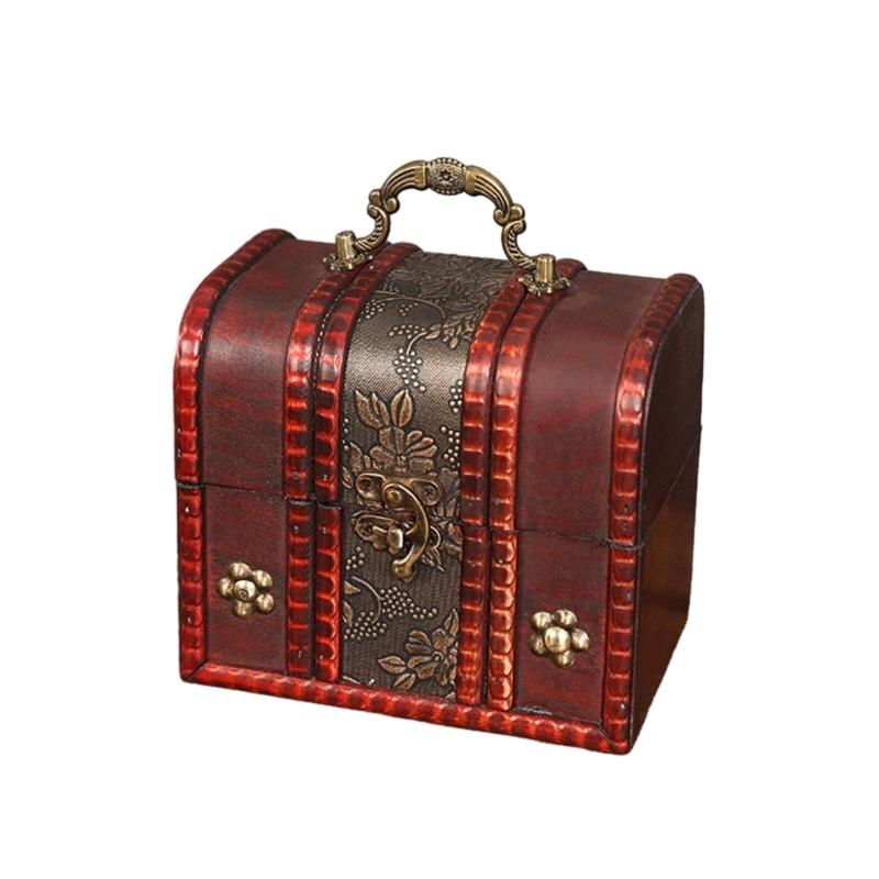 Jewelry Storage Box Treasure Jewelry Container Wood Trinket Holder Jewelry Organizer with Lock Jewelry Display Case Gift