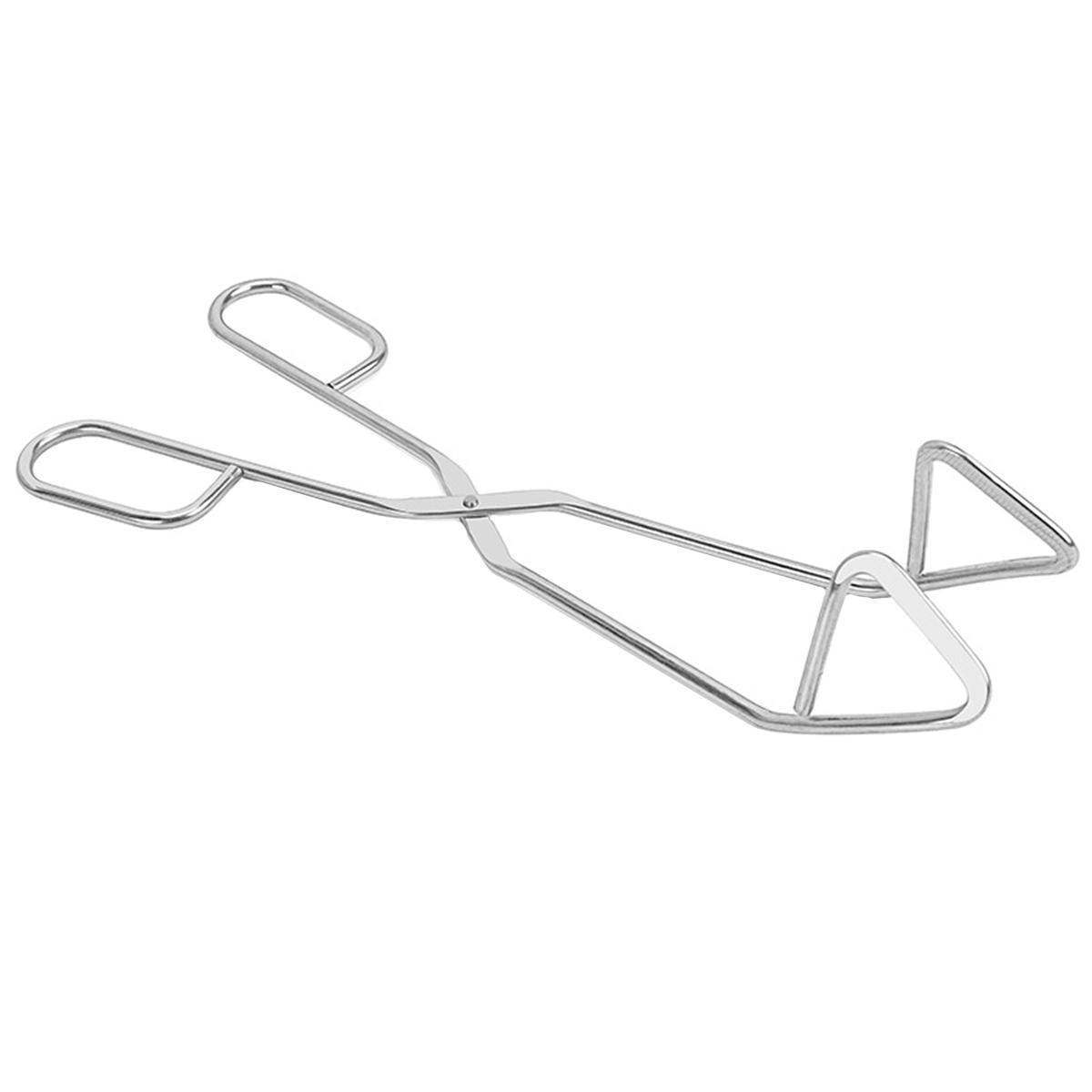 

Kitchen Triangular Tongs For Cooking Heavy Duty Stainless Steel Scissor Shape Serrated Pliers Barbecue Vegetable Fruit