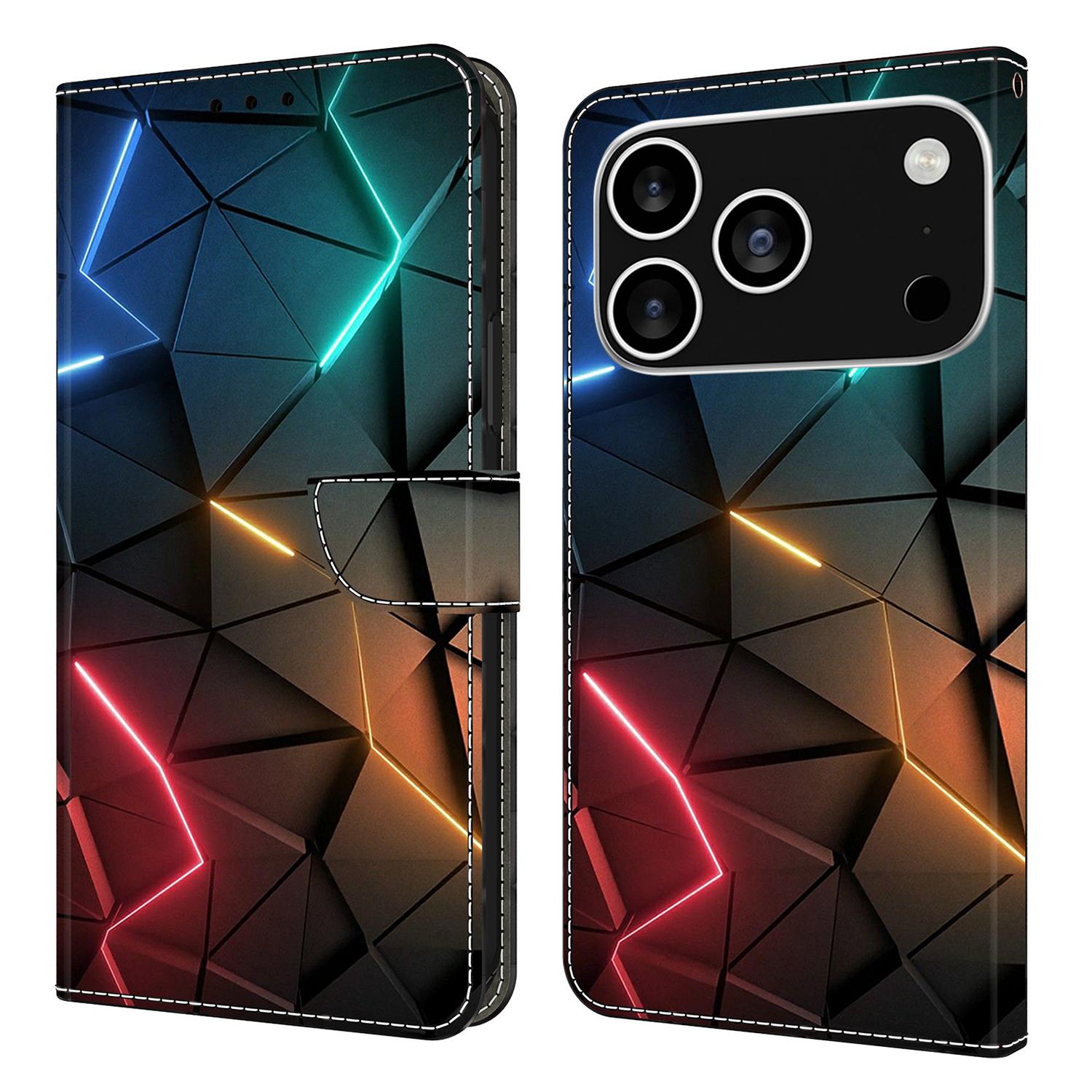 

Для iPhone 17 Pro Чехол Кошелек Подставка Печать узора PU Кожаный Флип Чехол для телефона Light Cracks