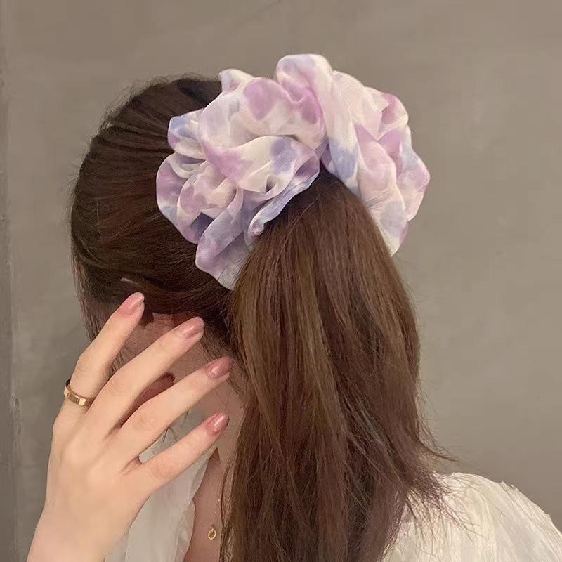 Women Hair Scrunchies Chiffon Floral Printed Hair Band for Girls Ponytail Holder Rubber Bands Hair Ties Hair Accessories Gifts