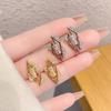 Geometric Sailboats Ear Studs Asymmetrical Diamonds Boat Shaped Copper Earrings Delicate Women Fashion Jewelry