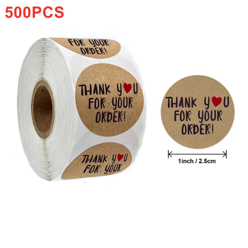 Natürliche Kraftpapier Dankeschön-Aufkleber Siegel-Etiketten Hundepfotenabdruck 1 Zoll Geschenkverpackung Schreibwaren-Aufkleber 500 Etiketten pro Rolle