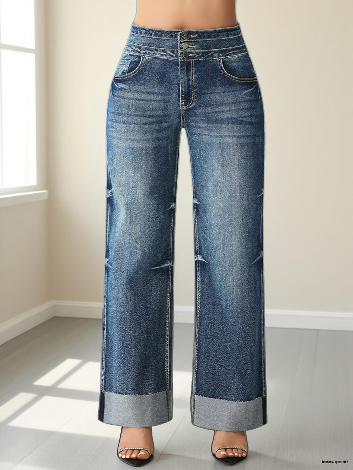 Women s High-Waisted Stretchy Wide-Leg Jeans (2025 Winter Collection) 2XL