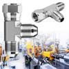 2Pcs 6602-06-06-06 Run Tees Swivel Hose Fittings 3/8inch JIC (9/16"-18 thread) Male x 3/8inch JIC Female Stainless Steel Hydraulic T Adapter Fitting