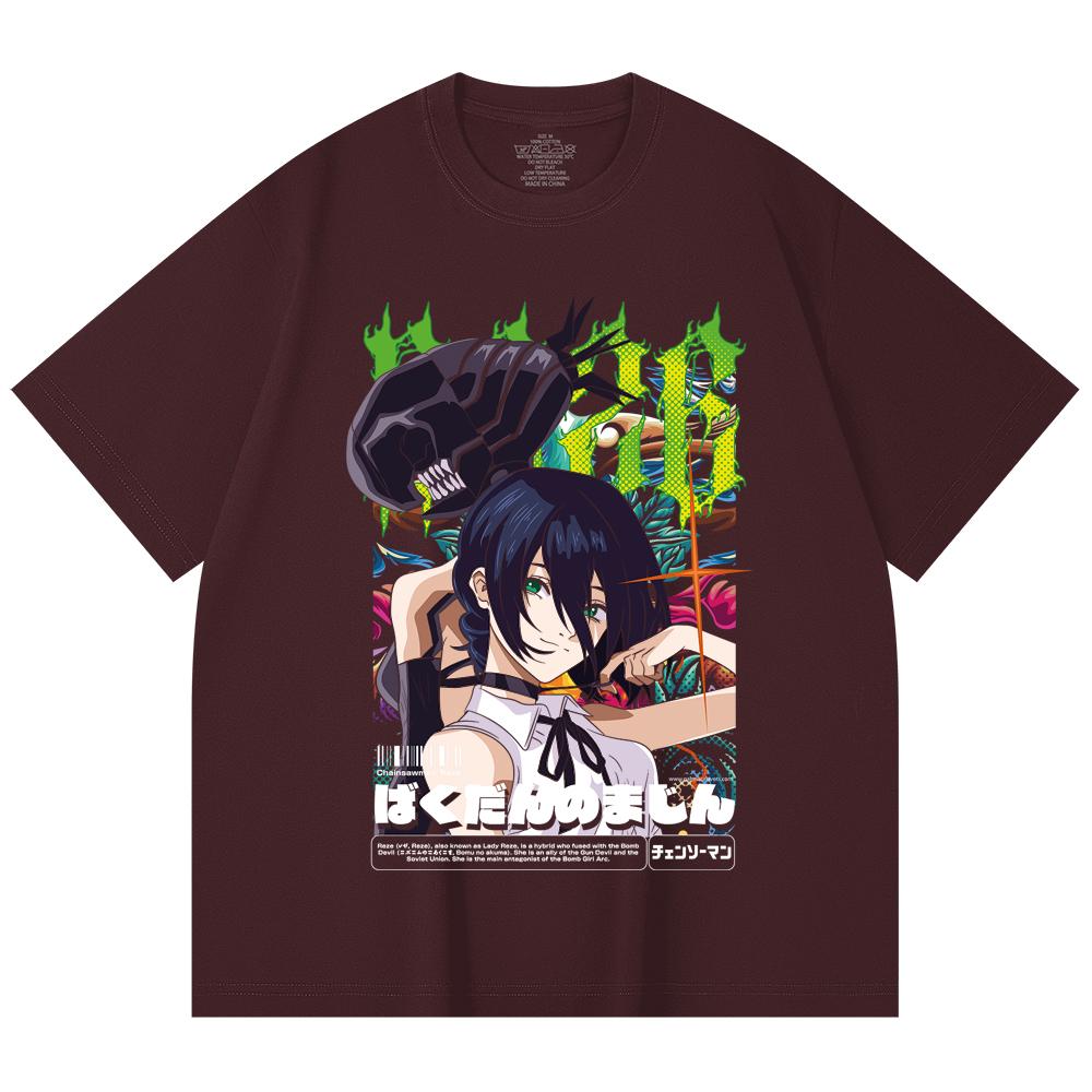 

230 Gsm 100% Cotton Chainsaw Man V54 Reze Print Unisex Heavy Cotton T Shirt 2XL