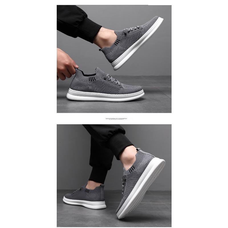 Men Breathable Mesh Flyknit Slip On Casual Soft Sole Running Sneakers