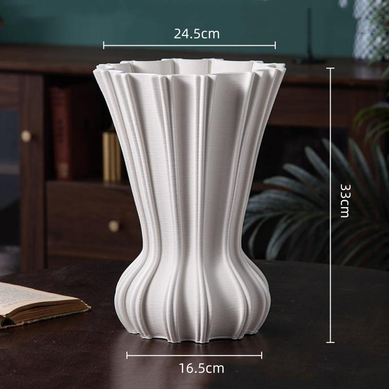 Three-dimensional Ceramic Vase White Geometric Circle Streak Flower Vase Ceramic Handicraft Floral Arrangement Accessories