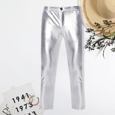 Männer Hosen Einfarbig Skinny Fit Elastische All-Match Bequeme Mode Nachtclub Party Tanz Hosen