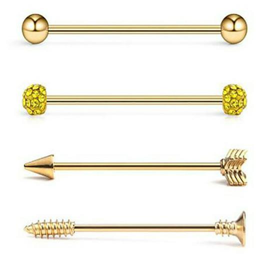 Punk Stainless Steel Titanium Long Rod Women's Cartilage Ear Stud Retro Piercing