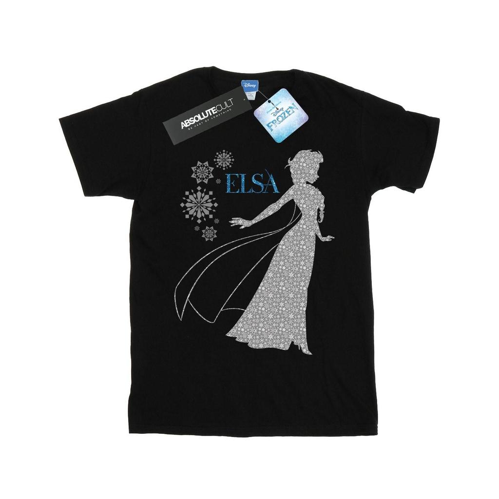 Disney Womens/Ladies Frozen Elsa Christmas Silhouette Cotton Boyfriend T-Shirt