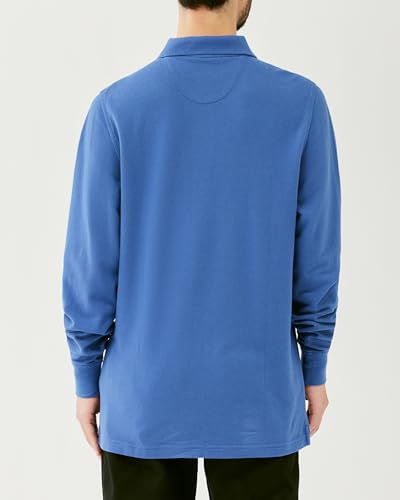 Amazon Essentials Men's Cotton Piqué Slim Fit Long Sleeve Polo Shirt, Blue, Size M