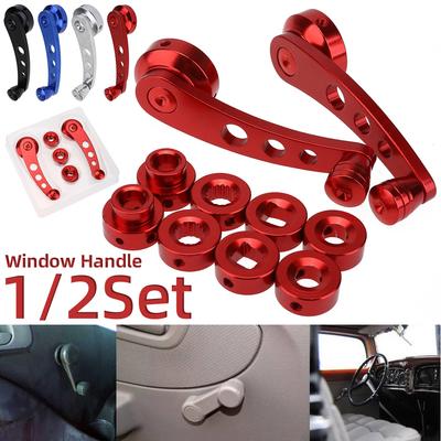 1/2Set 2Pcs Aluminium Legierung Universal Auto Fenster Griff Wickler Riser Ersatz Rot Blau Silber Schwarz Farbe