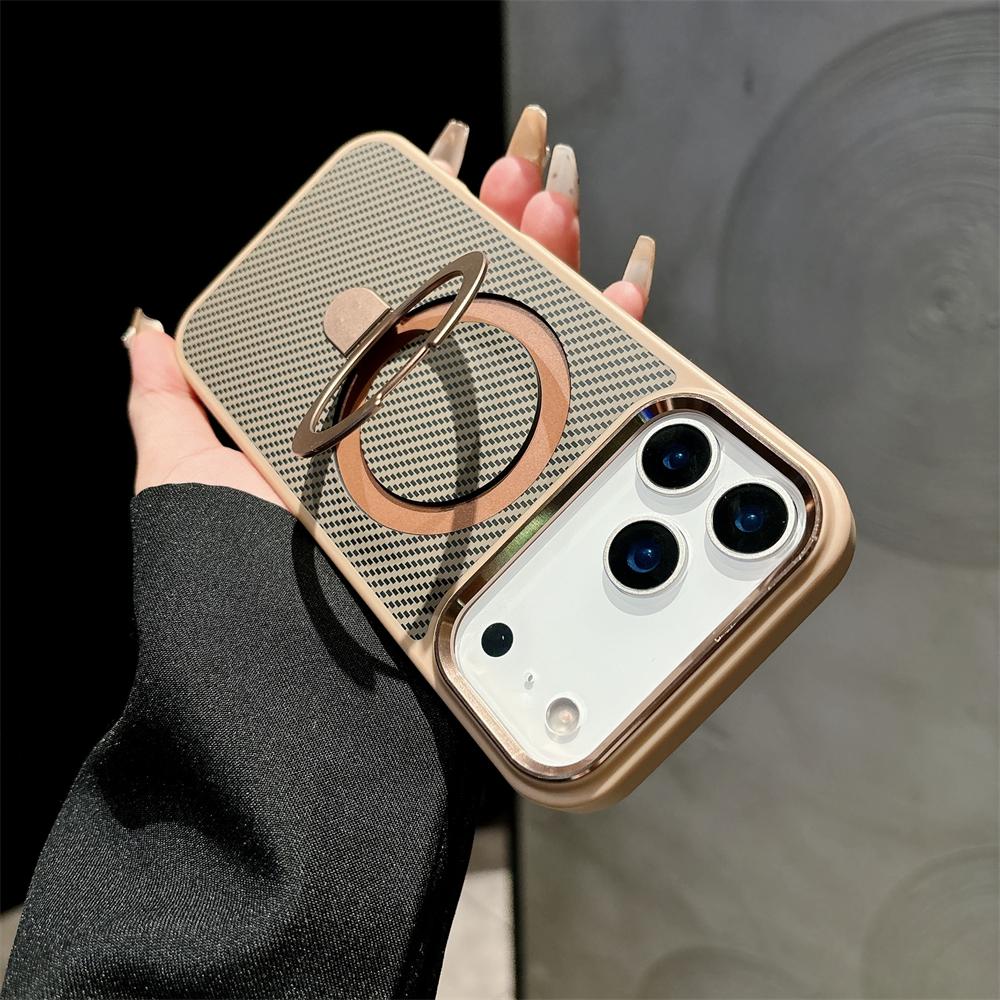 Armor Carbonfaser Magnetische Halterung Ständer Mattes Case für iPhone 17 Air 16 15 14 Plus 13 12 11 Pro Max für Magsafe Halter Abdeckung