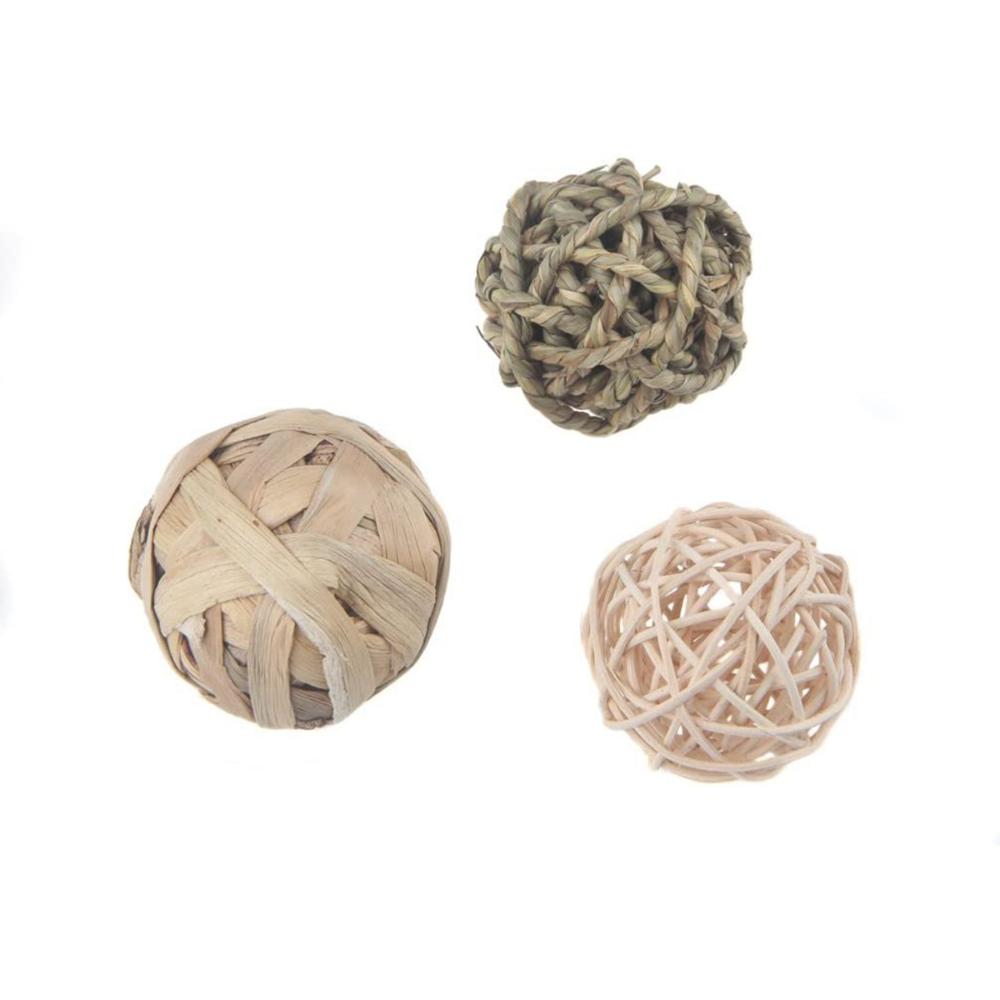 Parrot Hamster Natural Activity Bite Resistant Small Animals Chew Toys Rattan Balls Straw Woven