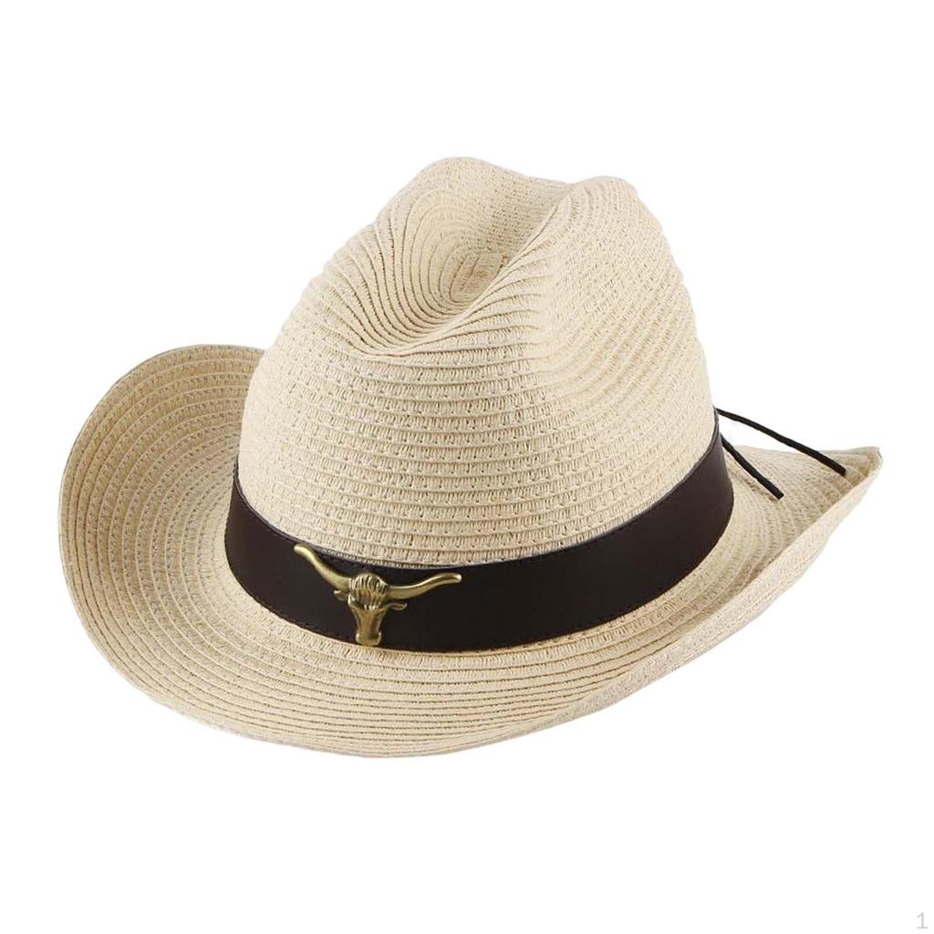 Classic Western Cowboy Hat Sun Cow Decorate Wide Brimmed Costume Unisex for Cowgirl Outdoor