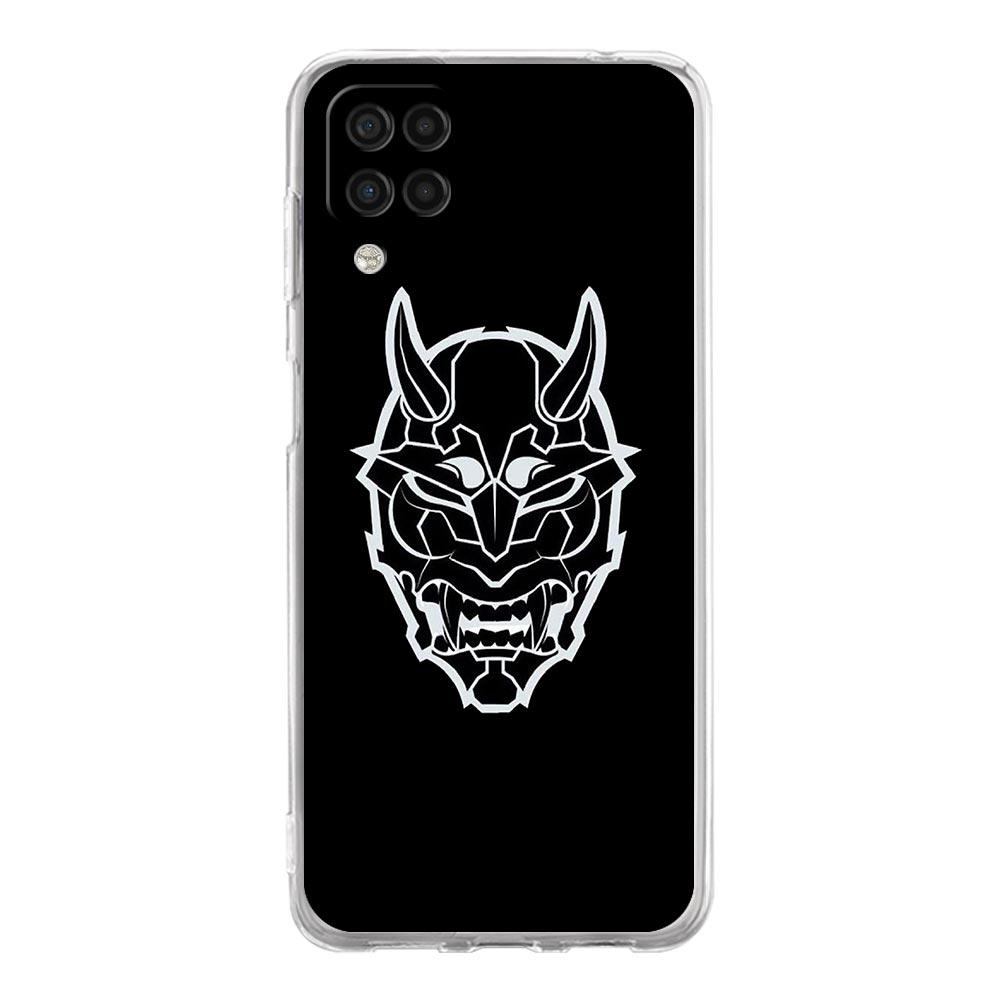 Samurai Oni Mask Neon Phone Case For Samsung Galaxy A51 A71 A21S A12 A11 A31 A41 A03S A13 A33 A73 A53 A52 A32 5G A23 Clear Cover