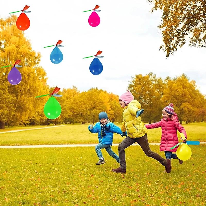 3PCS Air Balloon Helicopter Toy - Funny Portable Outdoor Flying Helicopter for Kids Birthday Party Children's Day Game