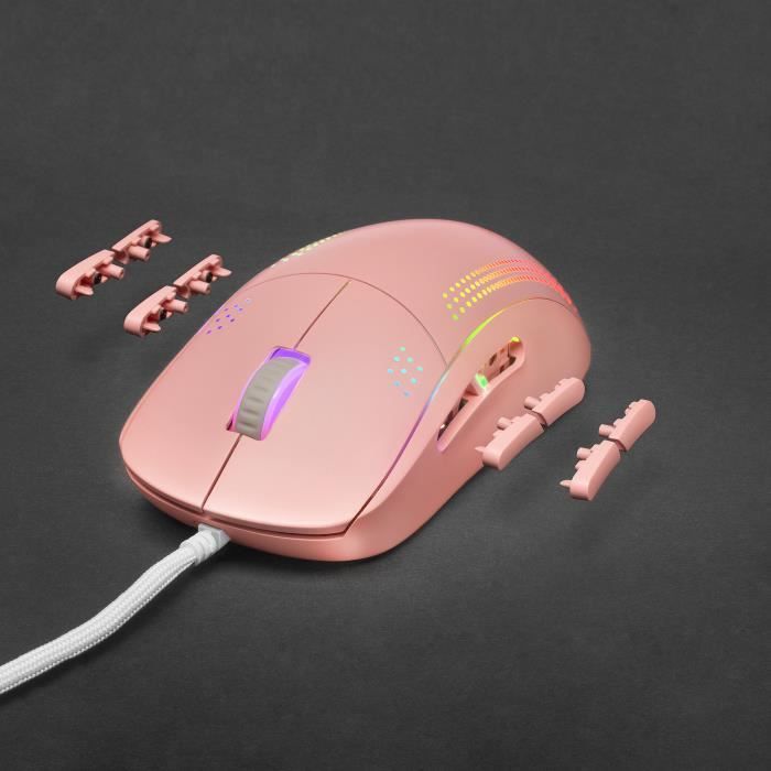 Souris Ambidextre - Mars Gaming - MMPRO Rose - Ultra-Légère 70g - RGB Chroma - 32K DPI