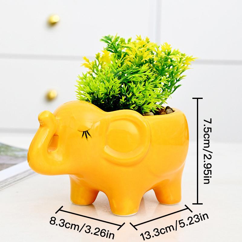 

Милый цветочный горшок со слоном, сочный горшок, керамический горшок, домашний декор, украшение для рабочего стола, бонсай, горшок для растений, украшение сада оранжевый